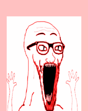 animated arm glasses hand hands_up monster open_mouth poyopoyo pyokopyoko red sharp_teeth soyjak stubble subvariant:wewjak variant:soyak // 303x380 // 478.2KB