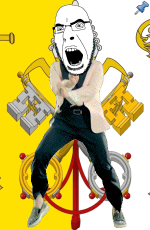 animated country dance flag flag:vatican_city full_body gangnam_style glasses irl open_mouth push_pin soyjak sticky stubble variant:cobson vatican // 300x460 // 839.8KB