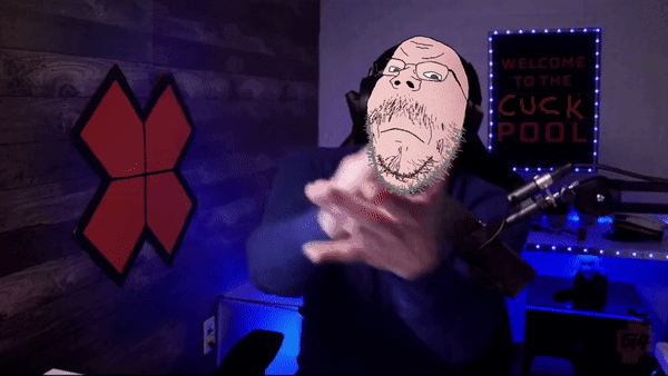adam_sessler animated beta_male clap closed_mouth cuck frown g4tv glasses headphones irl meta:tagme microphone mustache soyjak stubble text variant:gapejak white_skin youtube // 600x338 // 1.3MB