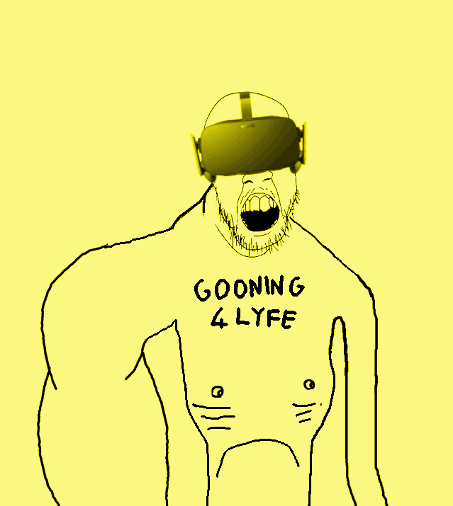 animated arm glasses masturbation mustache open_mouth soyjak strobe stubble text variant:feraljak virtual_reality // 639x715 // 105.5KB