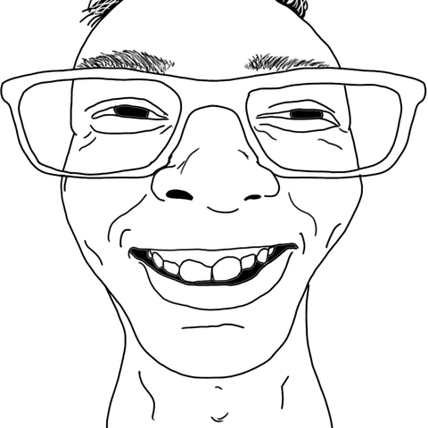 animated glasses hair nose not_a_FUCKING_SOYJAK open_mouth sniffing soyjak variant:unknown // 480x480 // 359.2KB