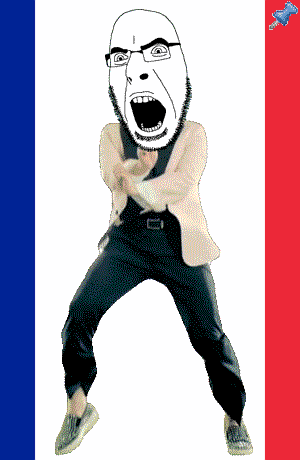 animated country dance flag flag:france france full_body gangnam_style glasses irl open_mouth push_pin soyjak sticky stubble variant:cobson // 300x460 // 295.2KB