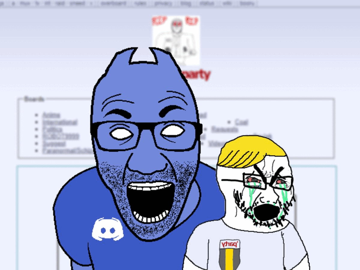 animated badge blue_skin crying discord glasses hair nate open_mouth rape soyjak soyjak_party stubble variant:cryboy_soyjak variant:el_perro_rabioso yellow_hair // 1200x900 // 450.0KB