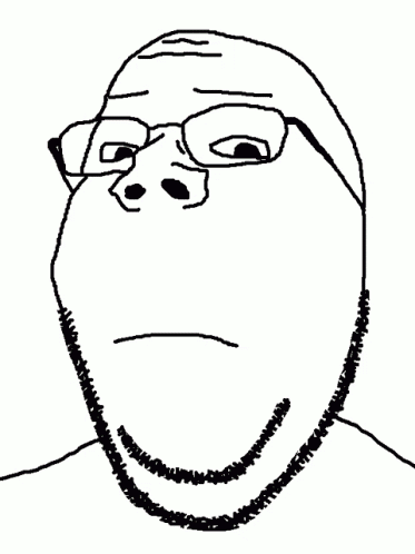 animated closed_mouth concerned frown glasses paint paint_roller smile smirk soyjak stubble subvariant:wholesome_soyjak transformation variant:cobson variant:gapejak // 373x498 // 608.7KB