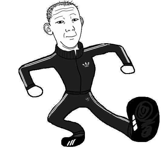 adidas animated arm clean_dance closed_mouth clothes dance ear full_body hair hand leg looking_at_you neutral shoe soyjak track_suit transparent_background variant:kuzjak // 544x503 // 191.4KB