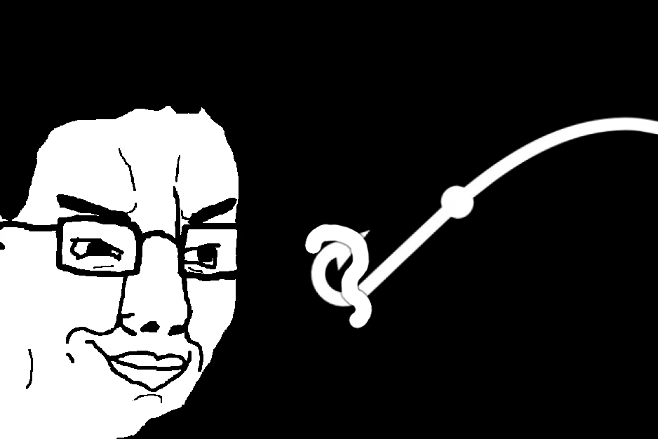 animated bait eating glasses hair hook licking_lips open_mouth smile smug soyjak tongue variant:chudjak worm // 938x626 // 497.1KB