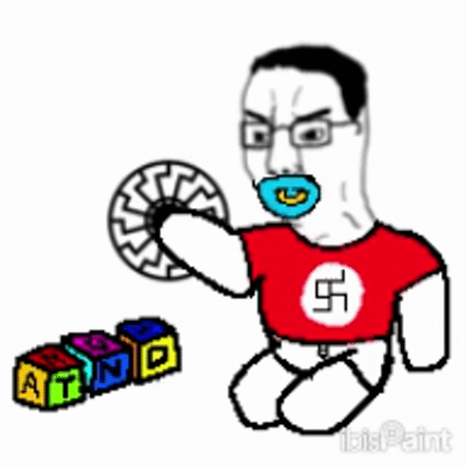 baby blocks clothes diaper fidget_spinner flag:nazi_germany holding_object nazism pacifier sitting sonnenrad spinning total_nigger_death tshirt variant:chudjak // 960x960 // 1.2MB