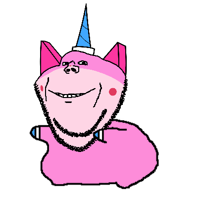 animated arm dance dancing_swede full_body horn leg pink_skin smile soyjak stubble unikitty variant:impish_soyak_ears // 400x400 // 38.7KB