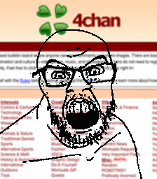 4chan angry animated glasses moving open_mouth rage screenshot soyjak stubble variant:feraljak // 224x256 // 624.6KB