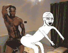 animated arm bbc car fast gay glasses grindr hand hands_up holding_object holding_phone house iphone irl_background meta:pornographic_content negro nigga nsfw open_mouth penis phone sex shaking soyjak stubble text tyrone variant:soyak vehicle // 270x210 // 1.2MB