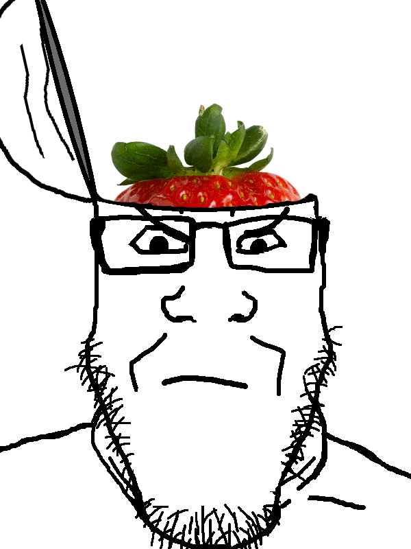 angry animated food foodjak fruit glasses head_box soyjak strawberry stubble variant:markiplier_soyjak // 600x800 // 577.3KB