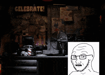 2soyjaks animated animatronic arm bald bib biting_lip black_sclera body_hair bonnie_(fnaf) chest_hair chica_(fnaf) concerned creepy desk desk_fan distorted evil fan fat five_nights_at_cobson's five_nights_at_freddy's flash fnaf foot full_body genitalia glasses hand leg nipple nsfw ominous open_mouth penis pubic_hair rape robot scared shadow smile soyjak stubble subvariant:hornyson subvariant:soyak_(concerned) testicles text variant:cobson variant:soyak vein veiny_cock video_game white_pupils worried // 360x259 // 1.5MB