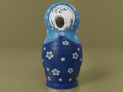 3d animated ear glasses makesweet matryoshka open_mouth smile soyjak stubble subvariant:wholesome_soyjak toy variant:gapejak variant:impish_soyak_ears // 400x300 // 1.7MB