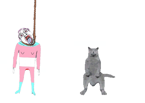 aarons_animals animal animated bloodshot_eyes cat cat_whips_it crying dance flag glasses hanging neovagina open_mouth rope soyjak stubble suicide tongue tranny variant:bernd // 470x332 // 221.4KB