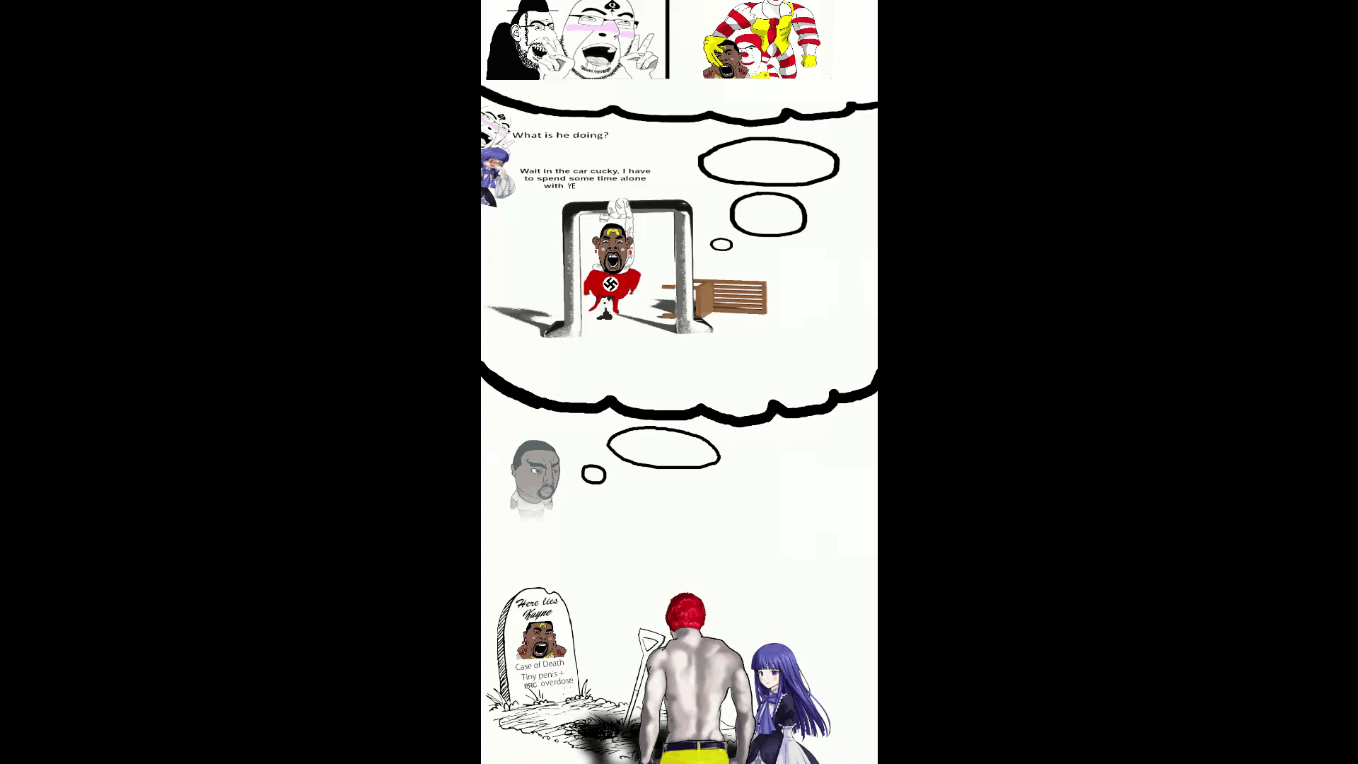 angry anime bernkastel big_ronald_cock bird brc bwc chud cuck gif_preview gravestone happy kanye_west poop ronald_mcdonald umineko variant:chudjak variant:cobson variant:soyak video_game // 1920x1080 // 1.2MB