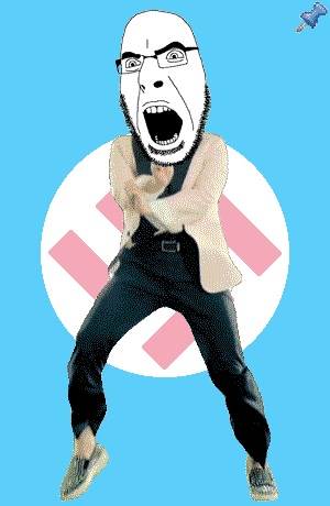animated dance flag full_body gangnam_style glasses irl nazism open_mouth push_pin soyjak sticky stubble swastika tranny variant:cobson // 300x460 // 266.9KB