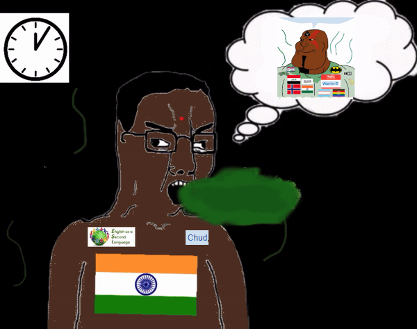 Warrior-Z(user) animated chud_(boorufag) chud_(soybooru) clock cross_eyed esl hindu hinduism india indian obsession open_mouth subvariant:mexiaryan variant:chudjak variant:meximutt // 600x473 // 1.2MB