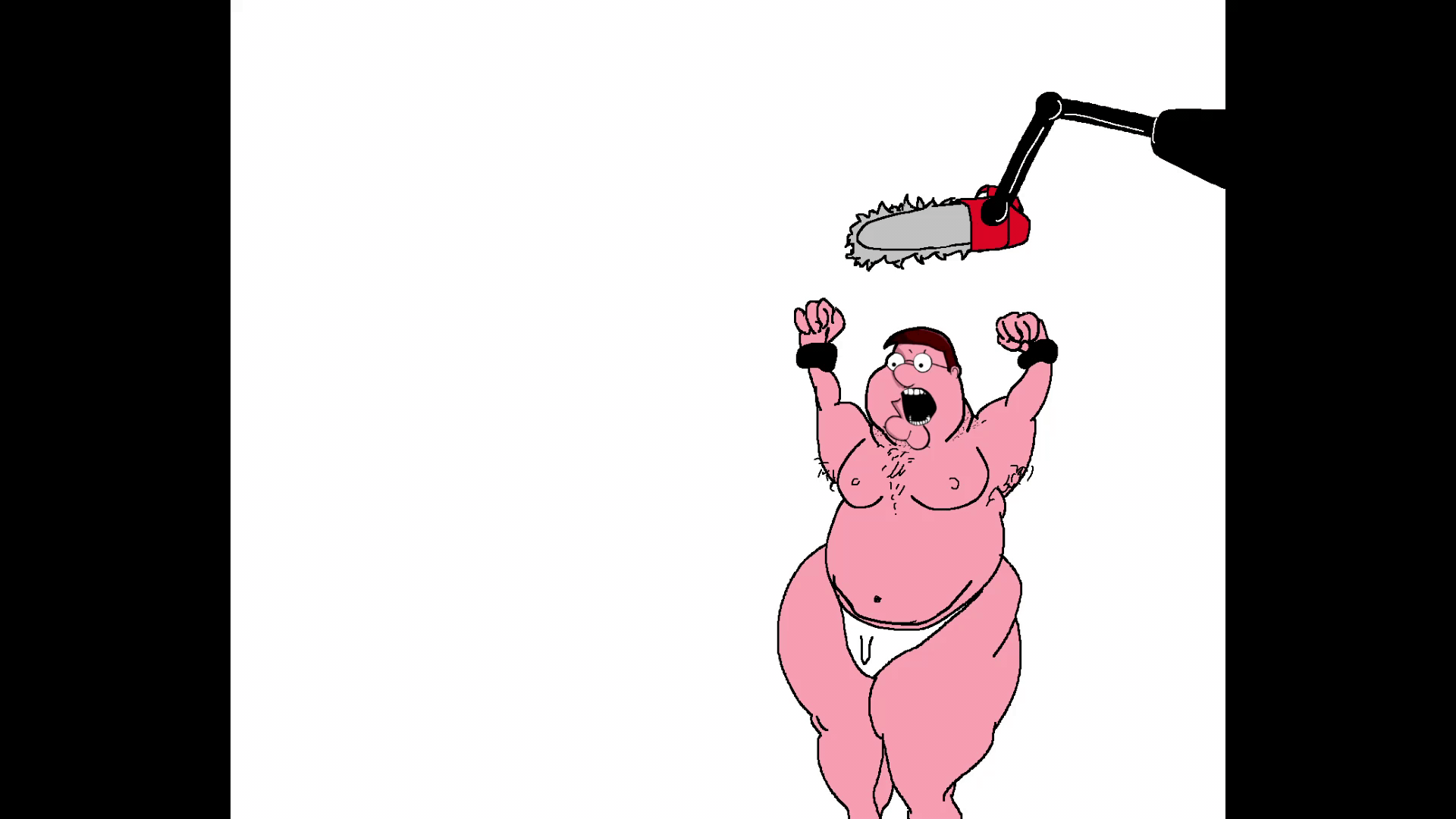 animated artist:romanian_schizo blood brown_hair chainsaw family_guy fat glasses gore hair nsfl open_mouth peter_griffin pink_skin soy_parody soyjak underpants variant:cobson // 1920x1080 // 749.0KB