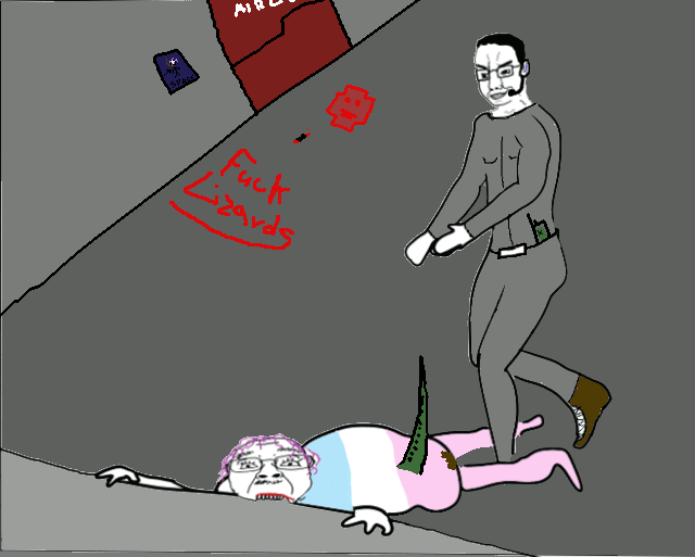 2soyjaks american_history_x belt blood brains crayon crying curb_stomp dead drawing epile glasses gore headset jumpsuit lizard pink_hair poop shoe space_station_13 stomp swastika tail tranny variant:bernd variant:chudjak // 640x513 // 52.2KB