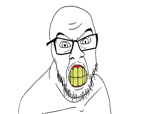 animated clenched_teeth coal generous giving glasses hand mustache soyjak stubble variant:feraljak yellow_teeth // 500x400 // 993.4KB