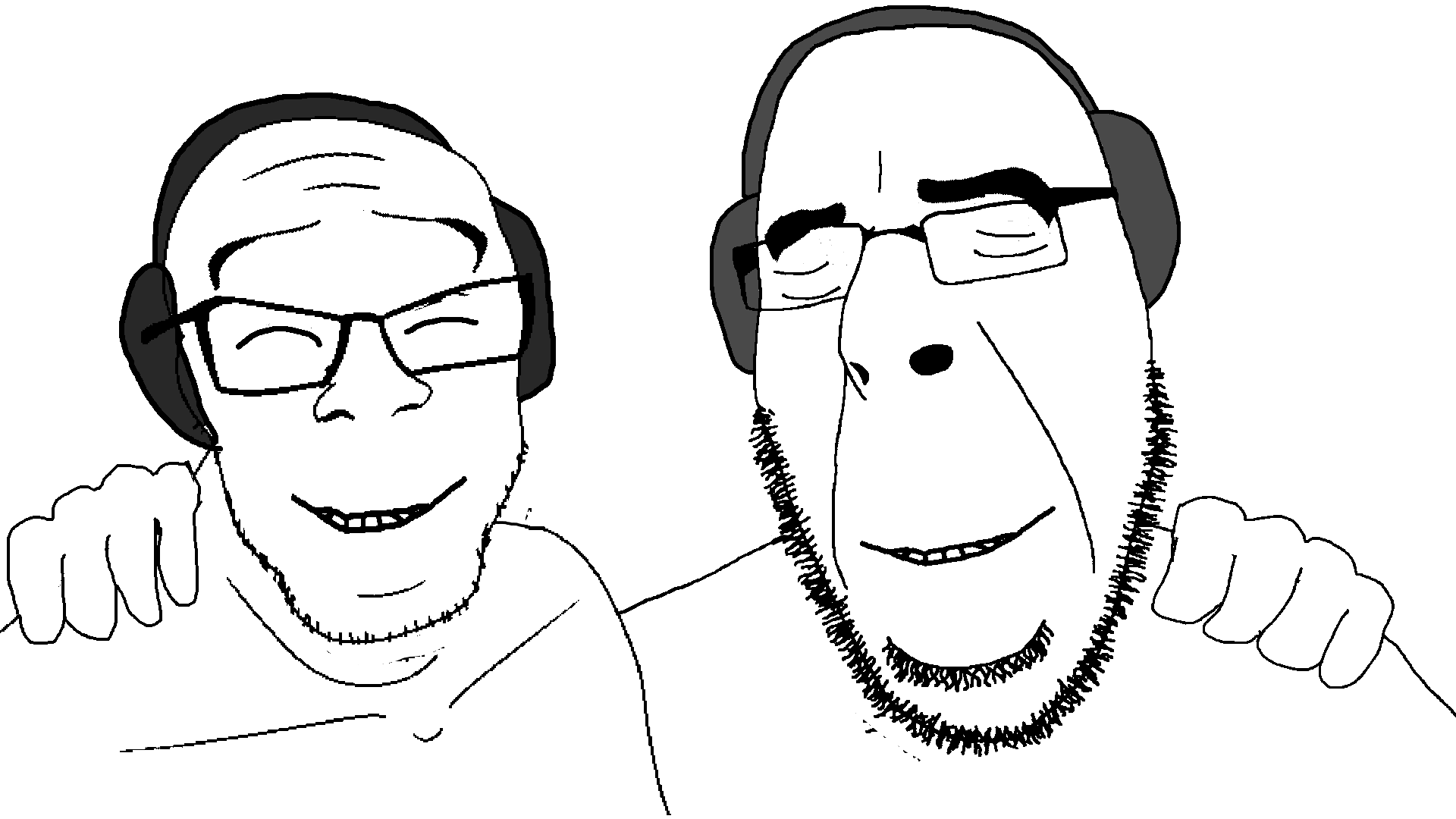 animated dance ext=gif friendship happy headphones loop music no_more_brother_wars series:Wholesome_soyjak_moments smile variant:cobson variant:feraljak wholesome // 1920x1080 // 1.6MB