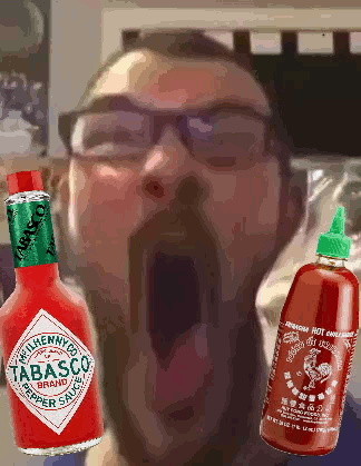 animated bottle closed_eyes distorted drinking explosion food glasses hot_sauce irl open_mouth soyboy sriracha stretched_mouth stubble tabasco variant:james_youniverse // 324x419 // 957.4KB