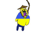 bloodshot_eyes clothes country crying deformed flag full_body hanging hat mustache oink open_mouth rope soyjak stubble subvariant:brunetto suicide tongue ukraine variant:bernd yellow_skin yellow_teeth // 500x500 // 23.3KB