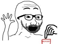 animated arm button excited glasses hand hands_up open_mouth report shaking soyjak stubble text variant:excited_soyjak // 417x317 // 38.9KB