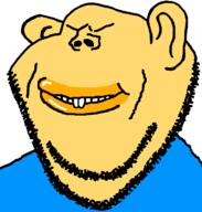 asiamutt asian buck_teeth closed_eyes closed_mouth ear old smile soyjak stubble variant:impish_soyak_ears yellow_skin // 598x628 // 18.2KB