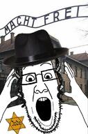 arm auschwitz clothes glasses hair hat irl_background jewish_star judaism open_mouth soyjak star_of_david stubble variant:ppp // 528x800 // 119.2KB