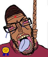angry bloodshot_eyes brown_hair brown_skin bu5t_(user) child_sexual_abuse_material glasses grey_eyes hanging hoodie open_mouth pajeet pedophile red_shirt rope soyjak subvariant:euromutt tranny variant:markiplier_soyjak yellow_teeth // 594x712 // 201.3KB