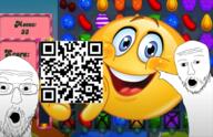 arm candy_crush emoji_movie glasses hand open_mouth pointing qr_code rick_roll smiley_face soyjak stubble variant:two_pointing_soyjaks // 1569x1013 // 1.2MB
