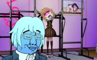 2soyjaks ack anime artist:hellcat asian blood blue_hair blue_skin button calm closed_mouth clothes danganronpa:_trigger_happy_havoc danganronpa_(series) dead dress fujisaki_chihiro hair open_mouth school_uniform smile soyjak stubble suit togami_byakuya tongue trap variant:bernd variant:chudjak video_game visual_novel yellow_hair // 1794x1116 // 1.4MB