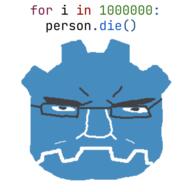 blue chud closed_mouth codefag gear glasses godot logo millions_must_die robot // 600x600 // 52.5KB