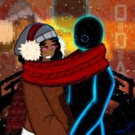 B_B_GHAST_(namefag) beanie black_skin blue_eyes brown_eyes brown_skin circle cute cute_girl de_master_of_stuff drawing girl glasses hair scarf subvariant:soyniqua the_master_of_stuff the_master_stuff variant:soytan // 2048x2048 // 4.0MB
