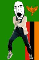 angry animated country dance eagle flag flag:zambia full_body gangnam_style glasses irl open_mouth soyjak stubble variant:cobson zambia // 300x460 // 500.6KB