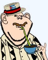 boater coffee cuba cuban_coffee cup drinking drinking_straw flag:cuba hand meta:tagme mustache neutral straw subvariant:impdrink variant:impish_soyak_ears // 845x1050 // 107.4KB