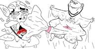 2soyjaks arm cum ear flying full_body glasses hairy hand leg nsfw open_mouth penis smile soyjak stubble testicles tongue variant:cobson variant:impish_soyak_ears // 3700x1900 // 1.0MB