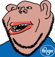 amerimutt brown_skin clothes ear hair kroger lips mutt open_mouth soyjak stubble subvariant:impish_amerimutt teeth variant:impish_soyak_ears // 598x628 // 38.4KB
