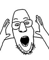 alternate animated evolution glasses hand hands_up open_mouth soyjak stubble variant:ppp // 811x1000 // 327.3KB