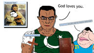 3soyjaks Astrofene_(namefag) CrimeanChud_(namefag) arm bible blue_eyes brown_skin buff christian_cross christian_identity christianity closed_mouth clothes countrywar crimean_tatar cross fanta fat flag flag:crimean_tatar flag:pakistan gemersonlakeandpalmer_(user) glasses hair holding_fanta holding_object holy_bible king_james_version obese pakistan soybooru soyjak subvariant:chudjak_front subvariant:muscular_chud text the_lost_lamb_(del_parsons_painting) tshirt ukraine variant:chudjak variant:meximutt vein white_skin // 1920x1080 // 353.6KB