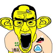 4chan arm asian bad_dragon banana boylover_symbol clothes coin ear ear_surgery glasses hair large_ear mario merge mushroom nintendo open_mouth pedophile small_eyes soyjak stretched_mouth subvariant:chudjak_front the_gem_that_saved_the_sharty thick_eyebrows tshirt variant:chudjak variant:el_perro_rabioso video_game yellow_skin // 427x400 // 61.1KB