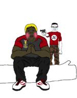 award blonde_hair_ blushing brown_skin chud crying glasses gun holding_gun holding_object nate nate_(soyjak_party) nate_higgers nazism nikes of_mice_and_men op_is_a_retarded_lazy_faggot_for_not_tagging_his_own_shit shoe swastika variant:alicia variant:chudjak weapon yellow_hair // 570x725 // 85.1KB