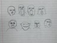 angry drawing ear glasses multiple_soyjaks open_mouth smile soyjak stretched_mouth stubble variant:chudjak variant:gapejak variant:impish_soyak_ears variant:markiplier_soyjak variant:soyak // 2283x1710 // 3.0MB