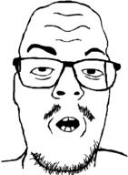 glasses mustache open_mouth soyjak stubble variant:unknown // 445x606 // 11.7KB