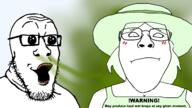 2soyjaks artist:H3K bait brap clothes crystal_cafe fart fart_cloud female femjak glasses green_hair hair hat sisa sisa_eyes sniffing soyjak stubble subvariant:bridget subvariant:gapejak_female subvariant:threefourthsplier text variant:gapejak variant:markiplier_soyjak // 2400x1355 // 580.4KB