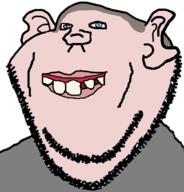 amerimutt bad_teeth blue_eyes closed_mouth clothes kurwa poland skinhead smile soyjak stubble subvariant:impish_amerimutt teeth variant:impish_soyak_ears white_skin // 598x625 // 57.3KB