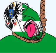 animal bird chernihiv_oblast country crown eagle flag flag:chernihiv_oblast glasses hair hanging oblast open_mouth rope soyjak stubble suicide teeth tongue transparent transparent_background ukraine variant:bernd yellow_teeth // 768x719 // 87.6KB