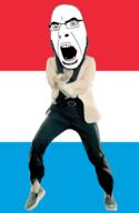 angry animated country dance flag flag:luxembourg full_body gangnam_style glasses irl luxembourg open_mouth soyjak stubble variant:cobson // 300x460 // 502.5KB