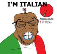 BRIMMIEST_COMMENTS_SECTION☣️☣️☣️_DO_NOT_ENTER☣️☣️☣️ bigger brainlet brown_skin clenched_teeth closed_eyes closed_mouth ear glasses italy manlet mustache retard shitskin small_brain soyjak stubble subhuman text variant:feraljak wrinkles // 1076x1024 // 255.9KB